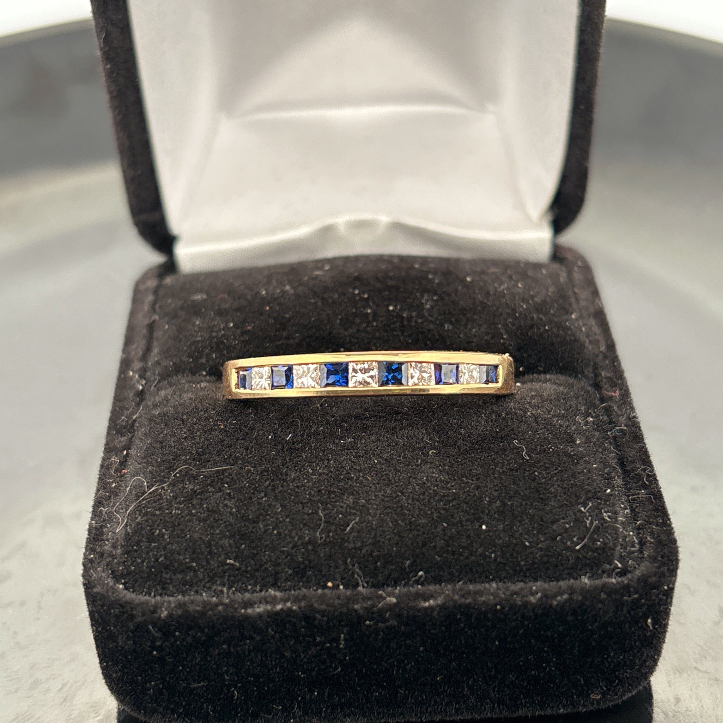 14K Diamond & Sapphire Mens Ring, 5.25gr