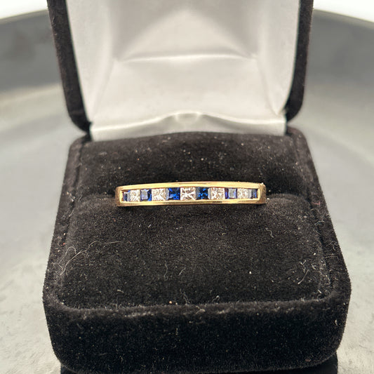 14K Diamond & Sapphire Mens Ring, 5.25gr