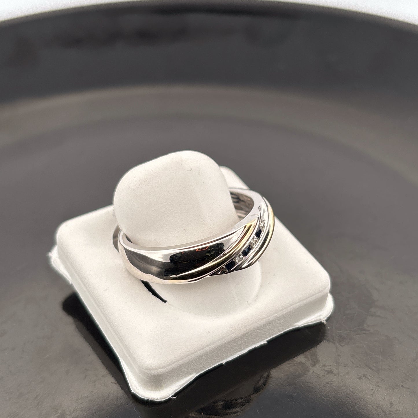 14k Diamond & Sapphire Mens Ring, 6.85gr, Size 12